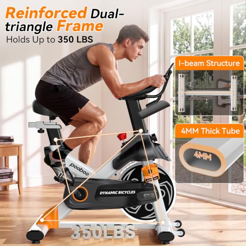 Image of pooboo Magnetic Exercise Bike, Indoor Stationary Bicycle for Home with App