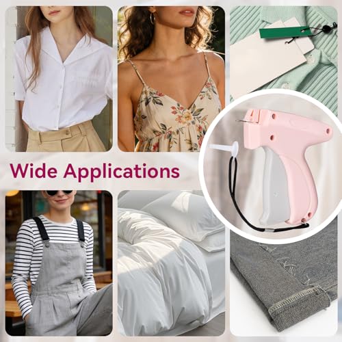 Image of AISOSO Handheld Tagging Gun for Clothes, with 3000 Fasteners, Pink | Includes 0.5mm Needle Quick Clothing Fixer, 1500pcs Each in Black & White, for Securing Cuffs, Collars, Tags