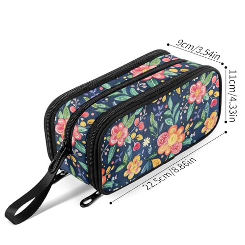 Image of Fustylead Watercolor Ethnic Paisley Floral Pattern Large Pencil Bag Storage Pen Case Makeup Pouch Stationery Bag for School College Office Organizer