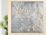 GILDE Wandrelief Ranke Blüte Liebe 60x60 cm WAndbild Spruchtafel Schild Metall Deko