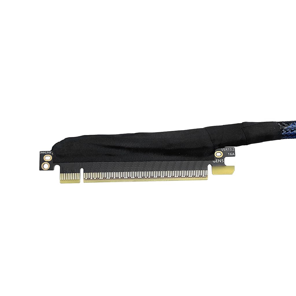 JMT 180 Grad 64 GBS PCIE 5.0 X16 Grafikkarten-Verlängerungskabel, GEN5, geflochtenes Netzkabel, Riser für AI-Server, Grafikkarte, biegbarer GPU-Adapter, 16AB5 (rechts nach rechts, 30 cm)