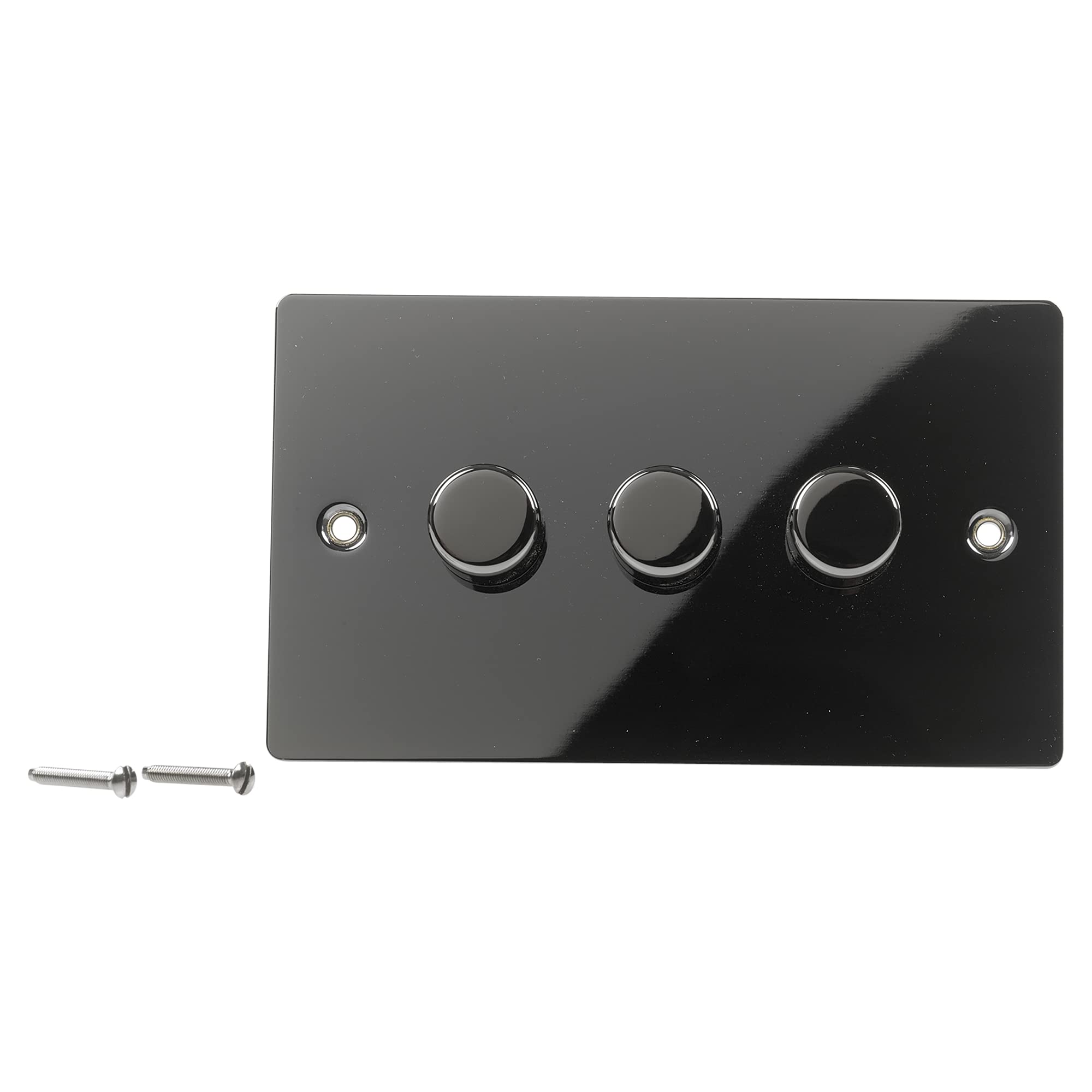 Volex Crabtree Gold 3 Gang Metal Dimmer Light Switches Socket Toggles (Black Nickle)