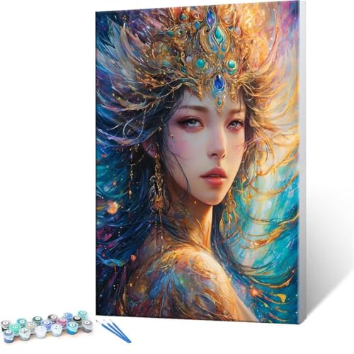DIY 数字油絵 ビューティ 女神 Paint by Numbers 塗り絵 キット 大人 数字ぬりえ 子供の用数字塗り絵キャンバスクラフト数字 キャンバスアート ブラシとアクリル絵の具が入, インテリア リビング装飾, 女性へのギフト 70x90cm (