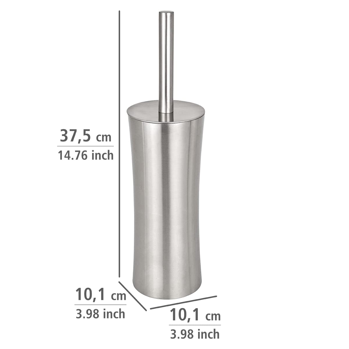 Wenko Escobillero Pieno Acero INOX - Forma Cerrada, Acero Inoxidable, 10.1 x 37.5 x 10.1 cm, Satinado — view 3