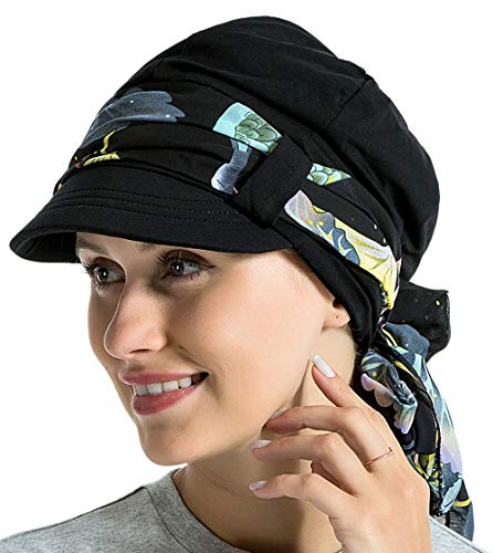 JarseHera Newsboy Cap for Women Bamboo Fiber Lined Chemo Headwear with Scarf Sets