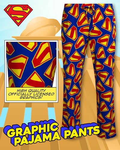 Mens Pajama Pants - Justice League Superman Batman The Flash Cyborg Cozy PJ Pants Sleepwear for Men (Sizes: S-XL)2
