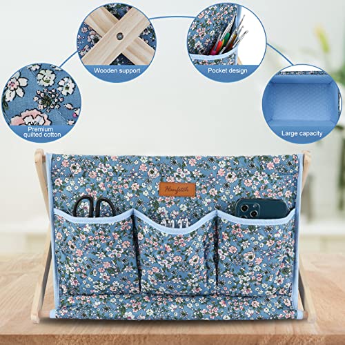 Image of Yarn Caddy Large Size Yarn Storage Organizer for Yarn Skeins-Organizer for Crochet Hooks Knitting Needles Other Accessories (Flower-Blue1)