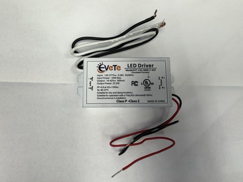 Image of Diodesy- LED Driver Constant Current Dimmable Power Supply 120-277V Output 18-42V 60Hz 600mA Damp Rated ETL Listed- Smooth Flicker Free for Strip LED Lighting Computer Project