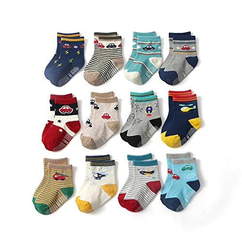 Kyowoll 12er-pack Stoppersocken Kinder Baby ABS Socken, Krabbelsocken Baby Anti Rutsch Socken für 1-3 Jahre Baby Mädchen und Jungen (Gemischte Farbe A) Cover