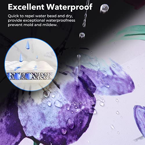 Aoderti Floral Shower Curtain With 12 Hooks, 72" X 72" Waterproof Polyester Shower Curtains For Bathroom, Heavy Weighted Hem Fabric Plant Shower Curtain, Machine Washable, Quick Dry #TOP1