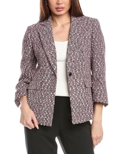 Anne Klein Women's Tweed Notch Collar Jacket with Flap Pkts