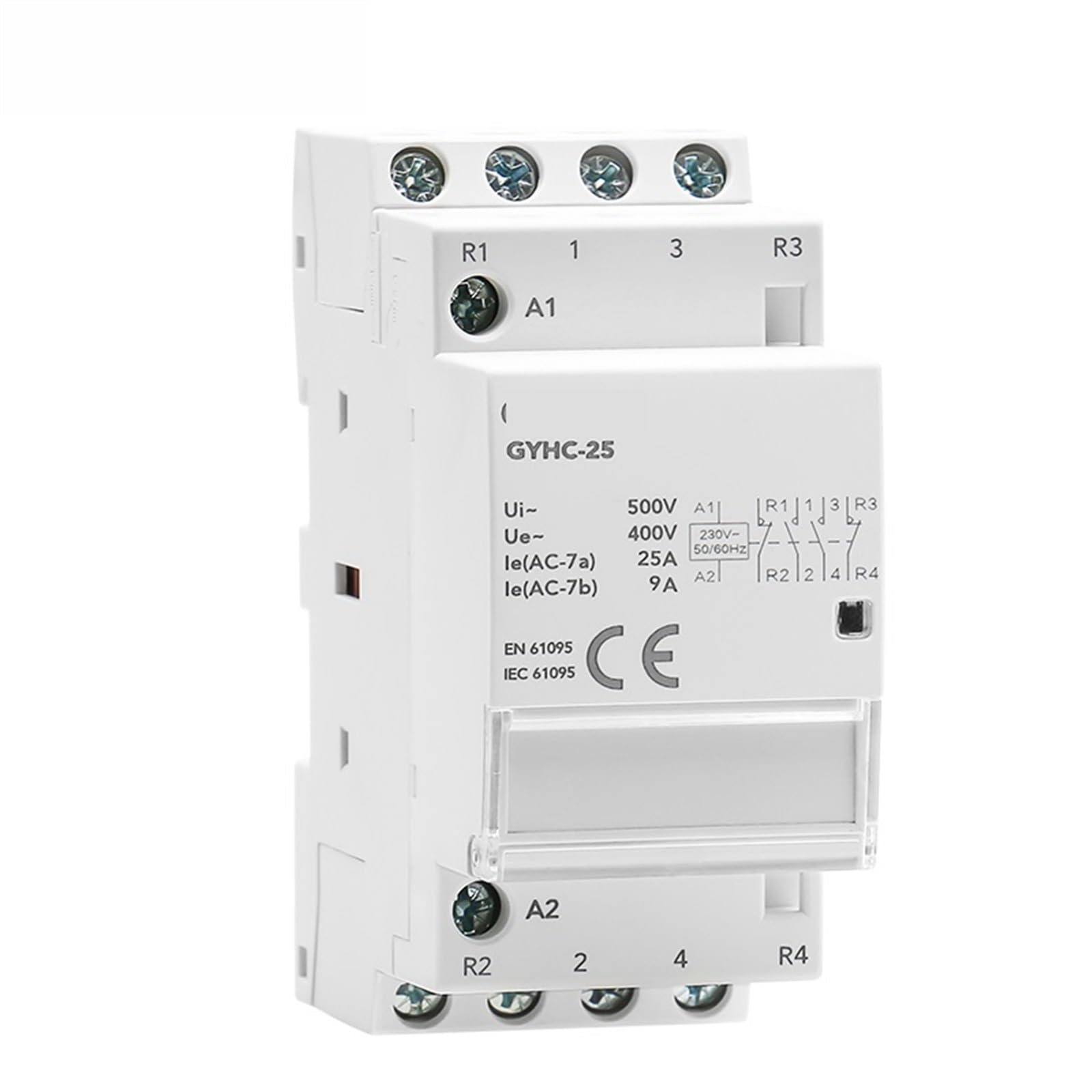 RCGKNNMUZ Din Rail Automatic Modular Household Contactor AC230V 4P 25A 4NO 2NO2NC 3NO1NC 50/60Hz 1Pcs(4p 25a 2no2nc)