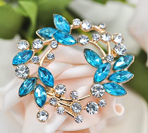 Image of Gyn&Joy Clear Crystal Rhinestone Floral Wreath Pin Brooch BZ005