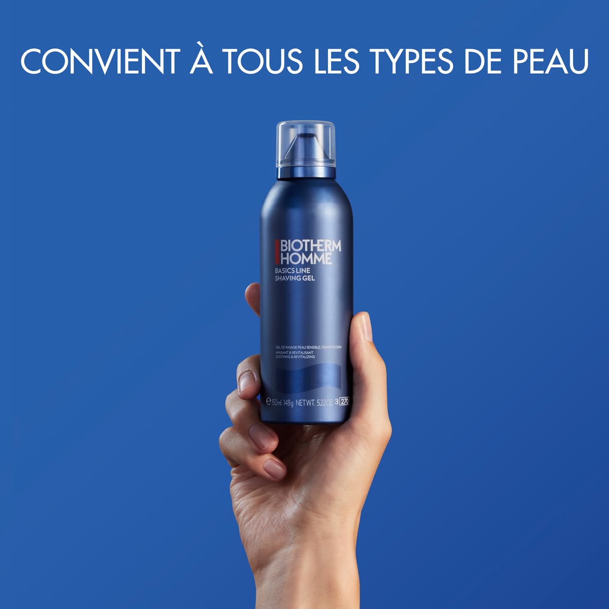 Biotherm Homme, Basics Line Gel de Rasage Homme, Prévient les Brûlures de Rasage et les Irritations, Enrichi en Biotech Plankton, Pour Peaux Sensibles, 150 ml