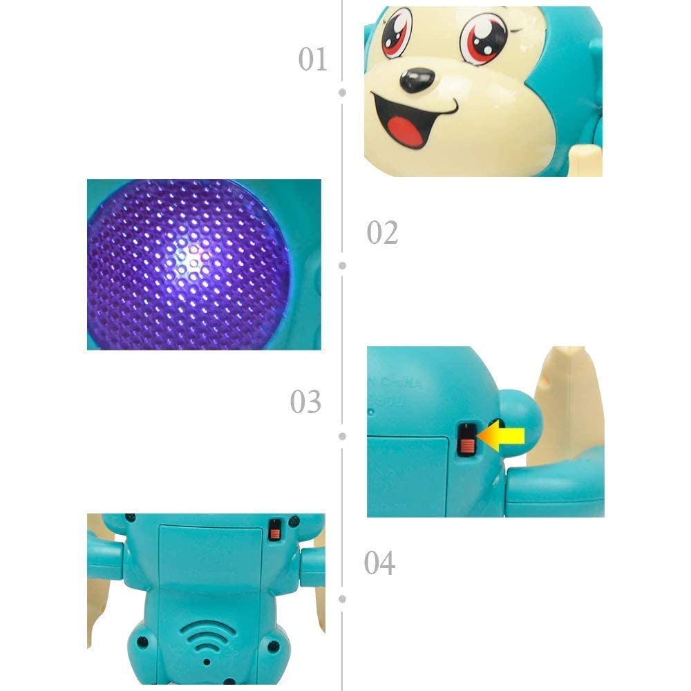 DD Retails Musical Monkey Toy with Light & Sound | Jumping Tumbling Monkey with Banana Toy for Kids | 360 Degree Rotation Dancing and Spinning Toy | Multi Colour (Pack of -1) 3