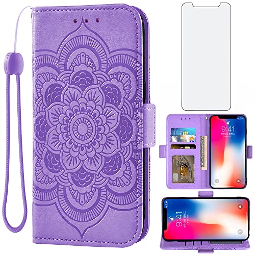 Asuwish Cover Portafoglio Per IPhone 12/12 Pro Con Pelle PU, 3 Tasche Carte, Supporto E Vetro Temperato - Grigio - 2