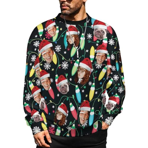 Custom Ugly Christmas Sweater Funny Sweatshirt Crew Neck Novelty Sweaters Knitted Pullover Tops for Men