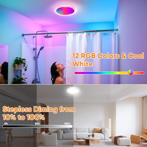 Image of Rechargeable Motion Sensor Ceiling Light, Battery Closet Light 12 RGB Color