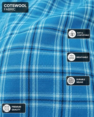Image of Cotswool Checks Unstitched Shirt Fabric 2.25 Meter, 44 Inch