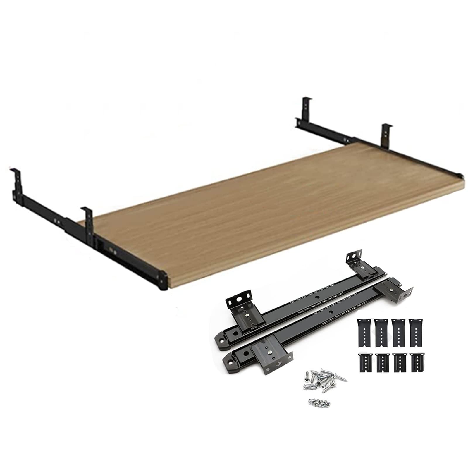 CVJdfhRE desk extender， Under Desk Keyboard Tray Adjustable Ergonomic Drawer with Armrest Shelf for Home Office Computer(A maple,54cm x 27cm)