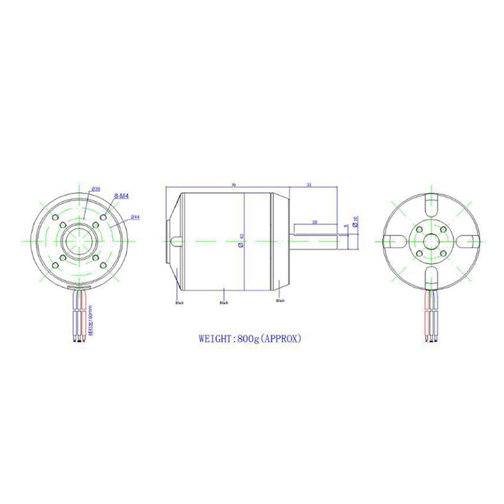 2X 6374 170KV Motore Brushless Sensore per Bilanciamento Ruote
