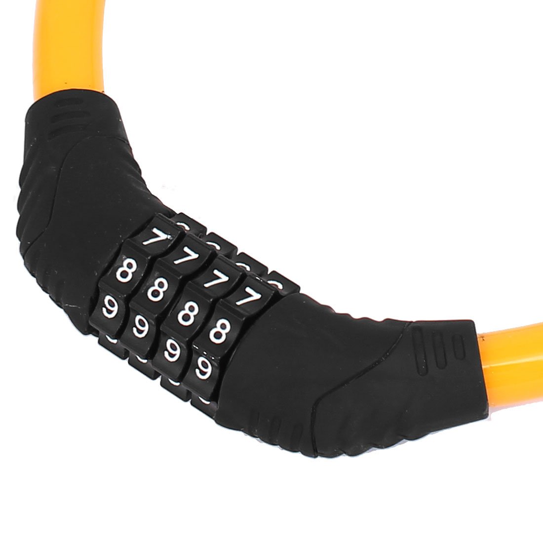 Aexit Motorbike Bicycle Bike Locks 4 Digits Flexible Coil Cable Combination Lock U-Locks Orange Black