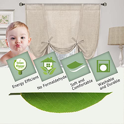 H.versailtex Tie Up Linen Curtains 63 Inch Length Nature Linen Textured Privacy Curtain Multi Hanging Ways Shade Balloon Window Shade Rod Pocket Casual Curtain - 42X63 - Angora #TOP6