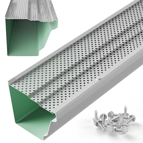 Waterlock 6" Gutter Guards Leaf Protection, Domestic Aluminum Gutter Covers 6 Inch (200 Feet, High-Gloss White)