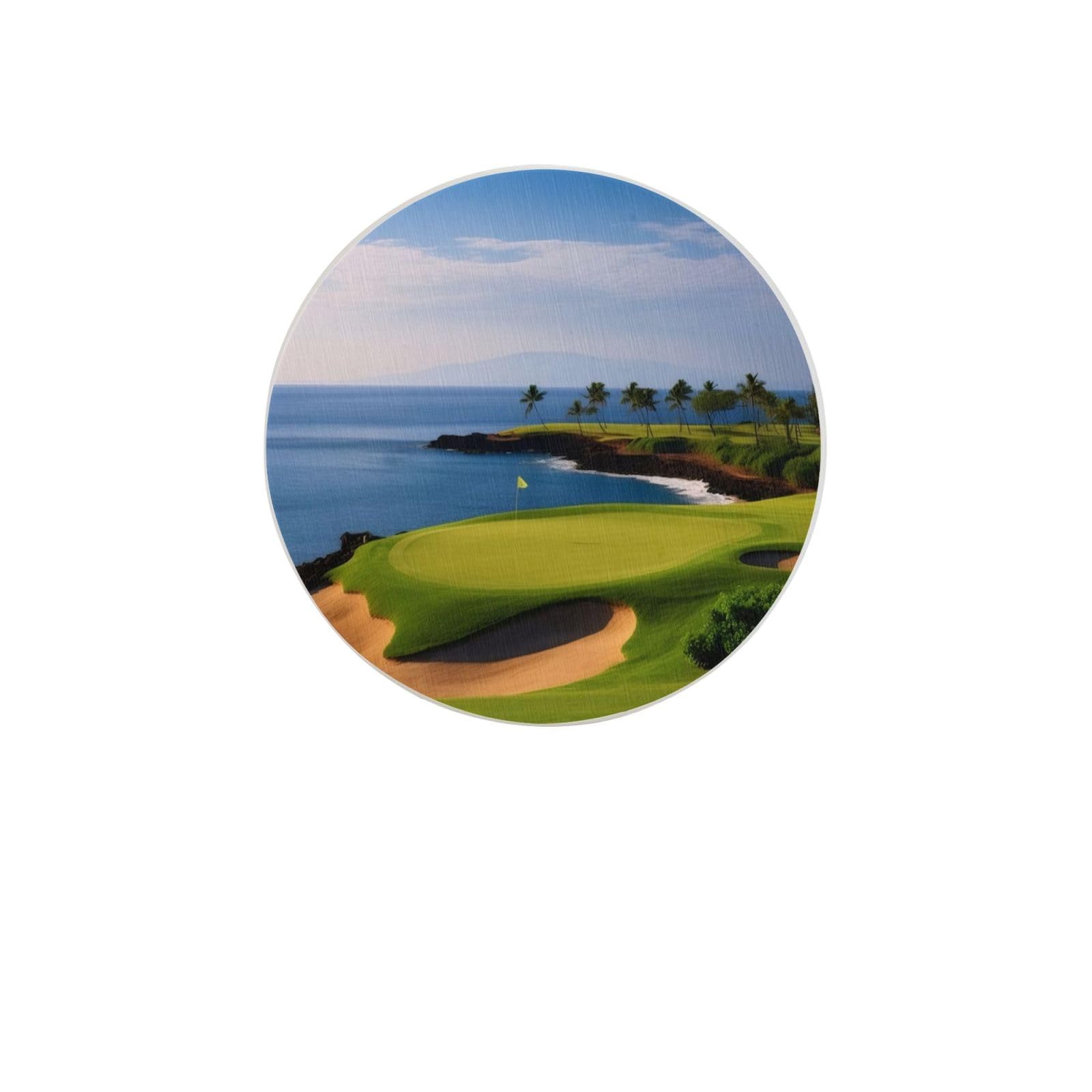 Golf Course Absorbent Drink Coasters Diatomaceous Round Coaster 4 Inch Reusable Cup Coasters Set 4pc