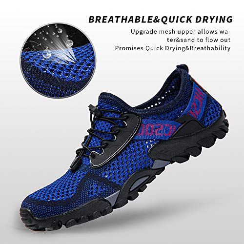 SOBASO Womens Water Shoes Men Women Barefoot Aqua Shoes Quick Dry Water Aerobic Shoes for Beach River Lake Navy Black