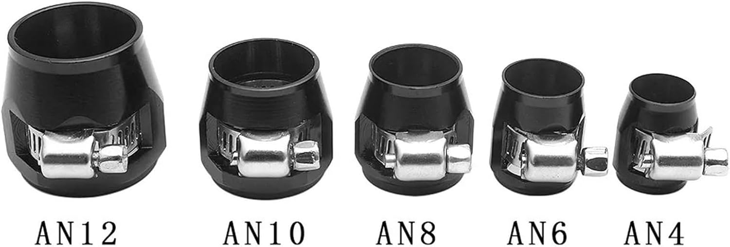 Flexible Hose Finisher Clamp 10pcs AN4/AN6/AN8/AN10/AN12 Fuel Line Hose Finisher Clamp Aluminum Car Modification Accessories for Fuel Line(Blue-AN4)