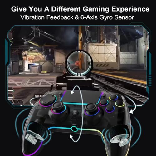 Image of SZDILONG Wireless Controller with 7 Colors RGB Light for P-S5 Pro /Slim,MAC,iOS,Steam,PC Windows /Android 10 and Above,Support Turbo /Programmable /Microphone /Dual Vibration, with 3.5mm Audio Jack, Black