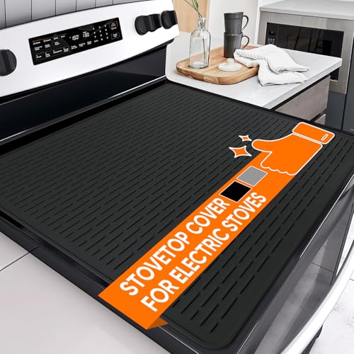 Stove Top Cover for Electric Stove Stove Top Covers for Gas Burners Glass Cooktop Protector XL Dish Drying Mat (Black 28x20)