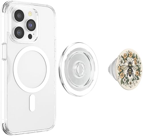 Miniatura 10 de PopSockets PopGrip estándar con diseño de abeja pastel Boho y flores