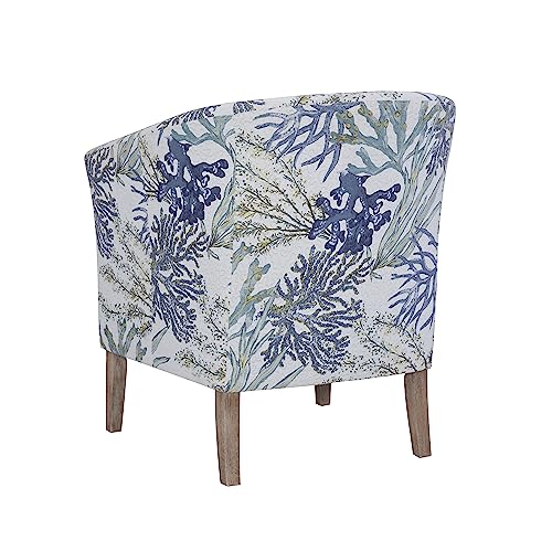 Stephen Oceanside Ivory and Blue Upholstered Coastal Club Chair by Linon - Image 12