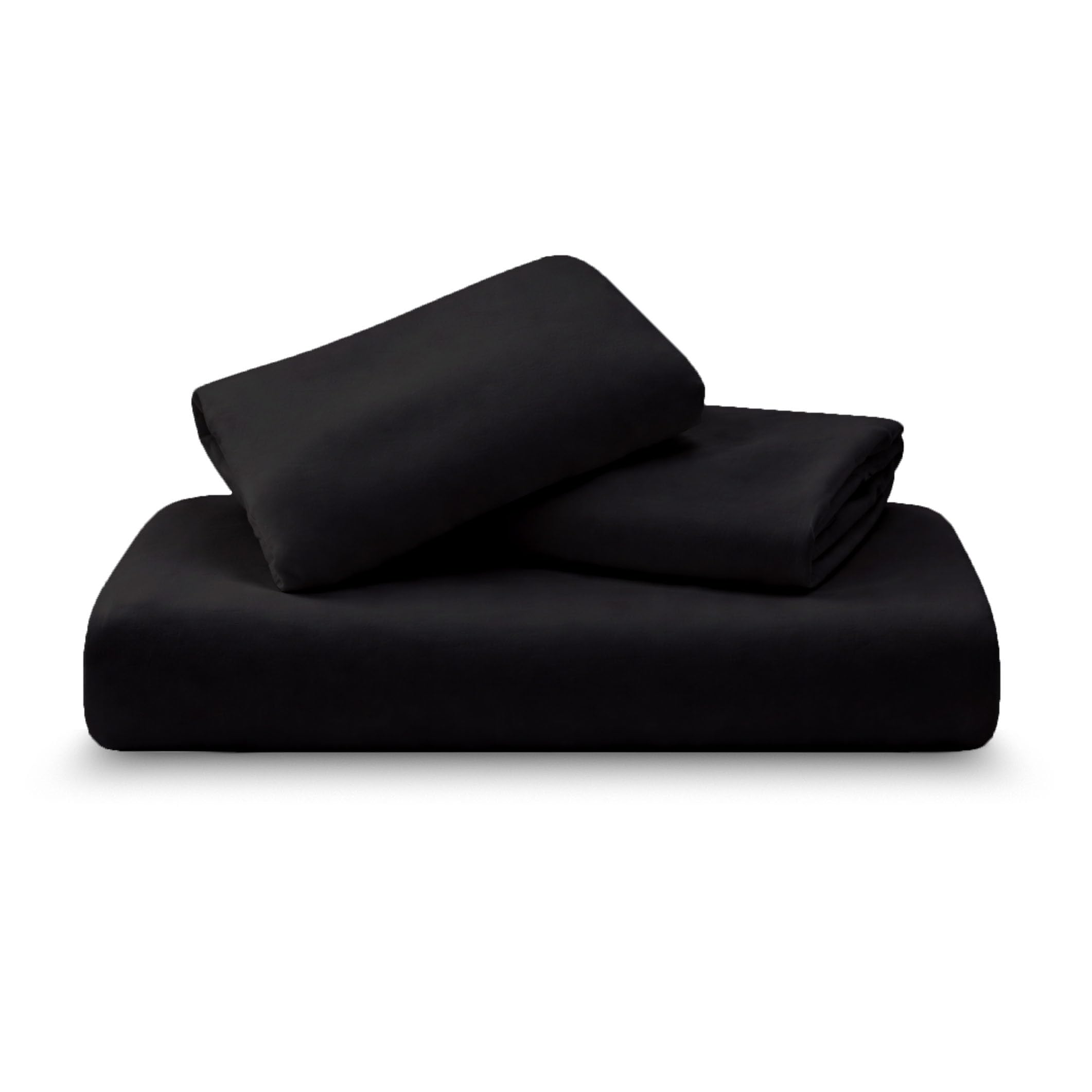 Amour Calin 3 Piece Bed Sheet Set - Easy Care Soft Brushed Microfibre Fabric - 1 Fitted Sheet, with Pair of Pillowcases - Shrinkage and Fade Resistant - 12 inches Deep Fitted (Black, Single) — image 1
