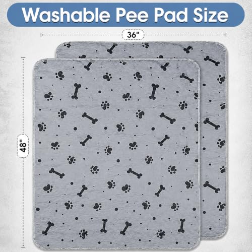 Image of Washable Pee Pads for Dogs 2 Packs 36'' x 48'' Reusable Puppy Pads Waterproof Pet Mat Heavy Absorbent Leakproof Dog Playpen Mat for Crate, Whelping and Indoor Potty Training