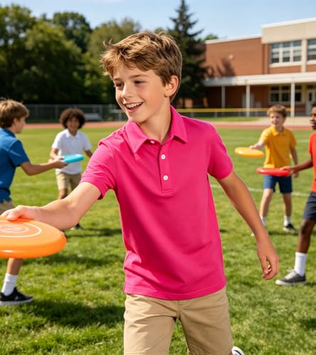 Image of uideazone Boys Polo Shirts Dry Fit Performance Golf Short Sleeve Casual School Uniform Size 5-14