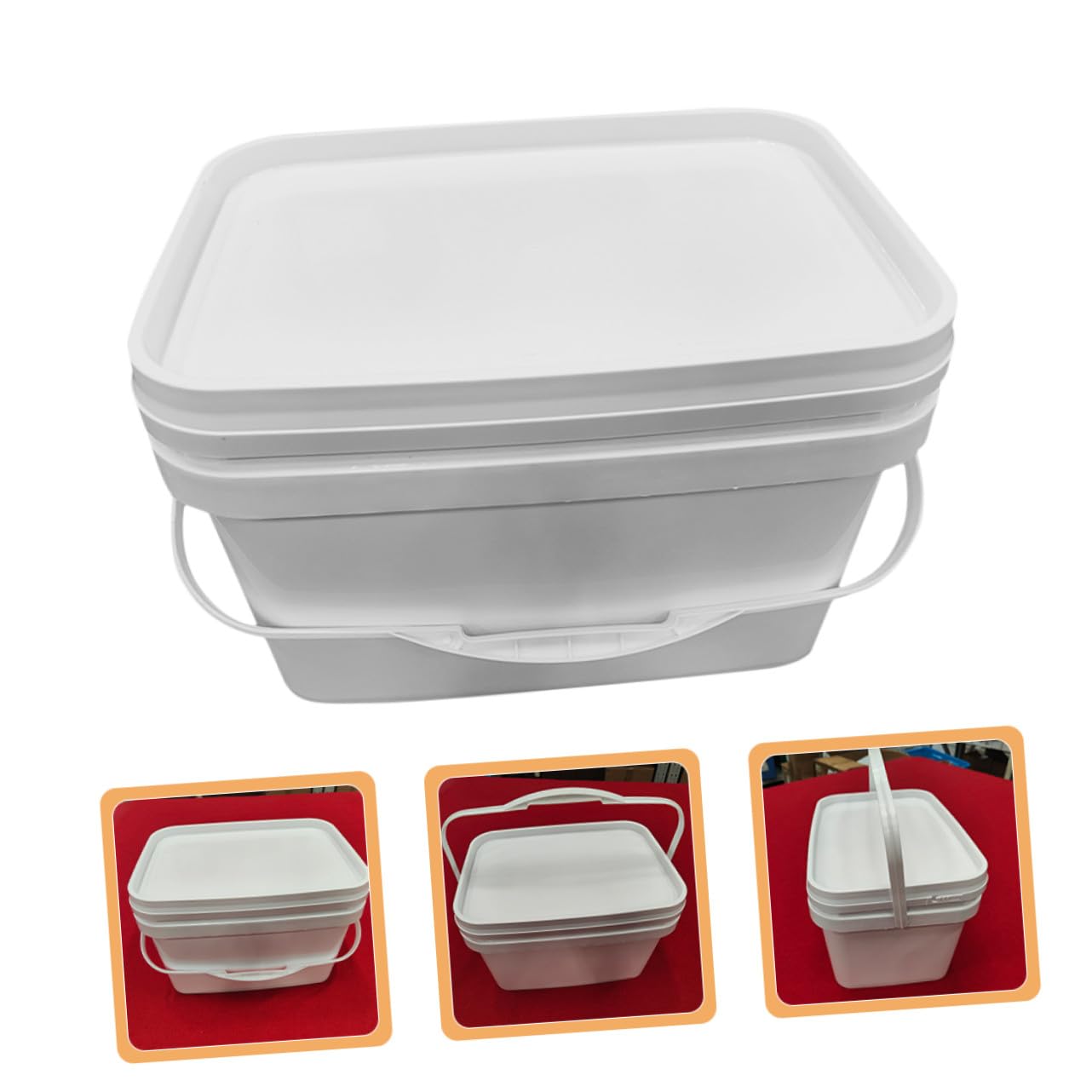 Secchio per Vernice Quadrato in Plastica da 10l con Coperchio e Manico Portatile, Contenitore per Conservazione Vernice e Pigmenti, per Lavori di Pittura e Attività All'aperto