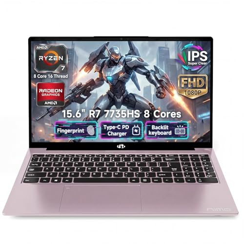 Image of NIMO Gaming Laptop, AMD Ryzen 7 7735HS 8 Cores, 15.6 inch, 8GB DDR5 256GB SSD, Windows 11, FHD IPS 180 View, Fingerprint, Backlit Keyboard, 100W Fast Charging, WiFi 6E Computer, for Business & Student