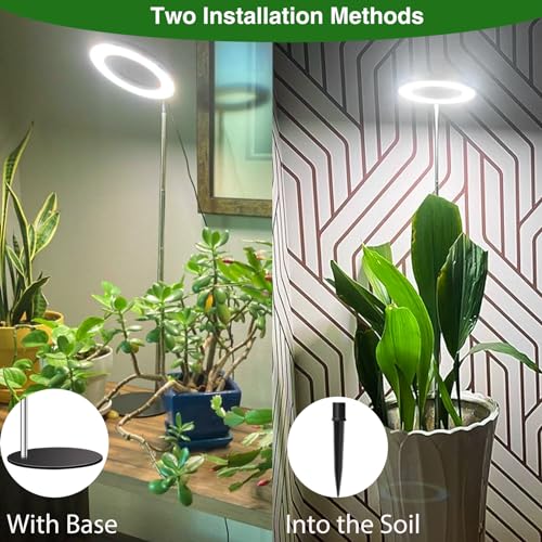 Image of Aokrean Grow Lights for Indoor Plants, 6.3in Full Spectrum Growing Lamp | 80 LEDs Black 1-Pack, 2 Installation Ways, 9.8-37.4 in Height Adjustable, 3 Lighting Modes, Timer 6 /12 /16Hrs, 5 Brightness