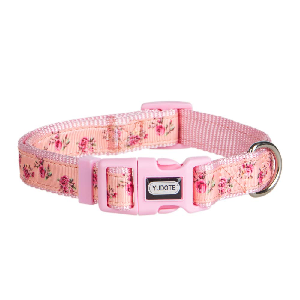 YUDOTESpring Summer Scent Dog Collar, Adjustable Collars for Small Medium Large Dogs & Puppies, New Pattern Floral Collars, Soft & Comfy, Made Well, Durable Small(Neck 10"-15") Pink SPRING-CO-PK-S