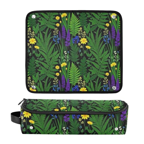 2-in-1 Curling Iron Travel Case and Heat Resistant Mat Curling Iron Travel Holder Storage Bag for Straightener Flat Hair Dryer Botanical Fern Foliage Berry Trave Case for Women miniatura 3