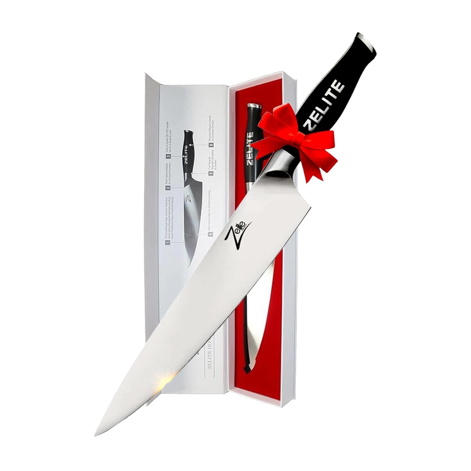 Zelite Infinity Chef Knife Extra Length - Comfort-Pro Series - High Carbon Stainless Steel Knives X50 Cr MOV 15 >> 10" (254mm)