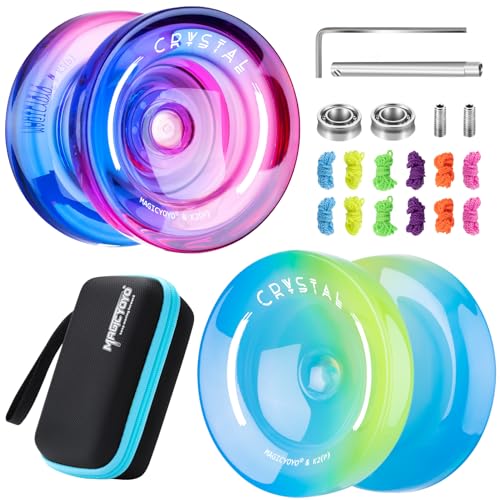 YOSTAR JoJo K2 Lot de 2 yo-yo-yo professionnels réactifs avec ralenti, astuce double usage pour enfants, Stunt Jo Yo Yoyo Inresponsive Adultes, avec roulement Yo Yo, 12 cordes, étui