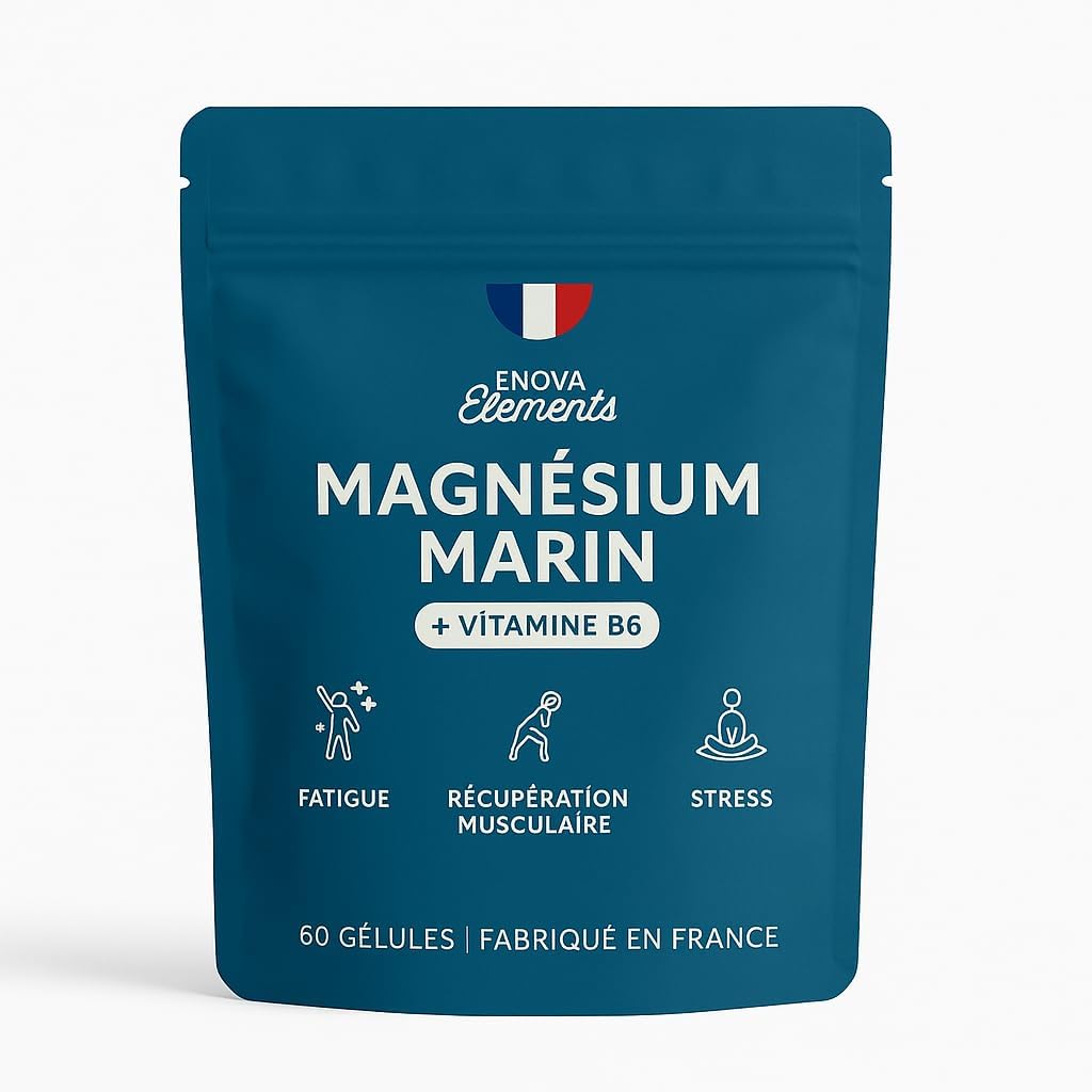 MARINE MAGNESIUM + Vitamin B6 | Up to 300 mg/day | Against fatigue, anti-stress, muscle recovery | Up to 6 months cure | Food supplement | Made in France