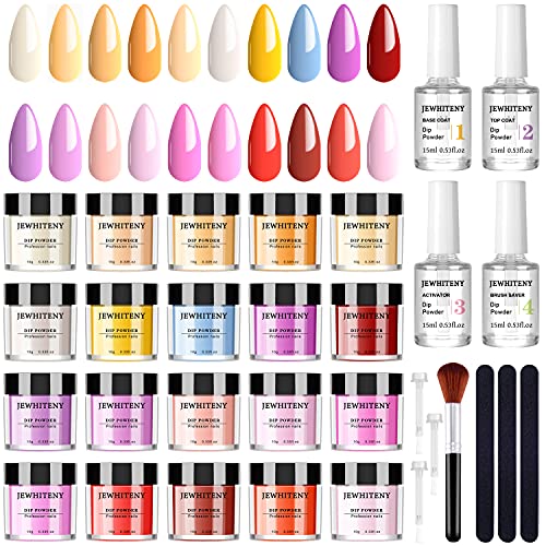 20 Colors Nail Dip Powder Nail Kit for Starter Manicure Nail Set Includes Base Coat Activator and Top Coat, for French Nail Art No Nail Lamp Needed, Acrylic Dipping Powder Nail Set