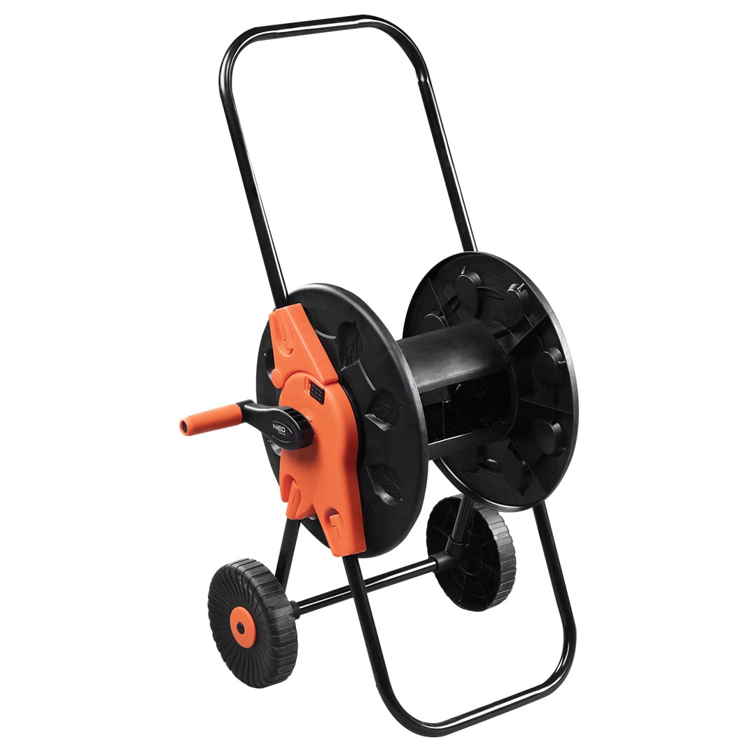 NEO TOOLS Carrello per tubo da giardino, carrello, può ospitare 60 m 1/2" o 20 m 3/4", struttura stabile e robusta, guida che distribuisce uniformemen