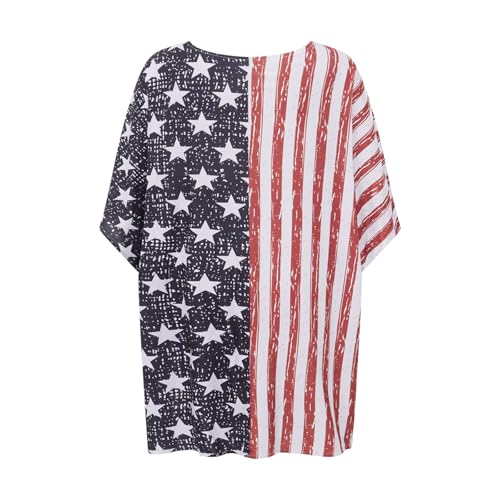 4th of July Mommy and Me Outfits American Flag Kimono Cardigan Stripe Star Print Swimsuit Cover Up3