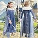 Luzlen Winter Snow Princess Costume for Girls Halloween Birthday Cosplay Dress with Cape Accessories Blue, 4-5 Years(Label 120)